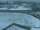 První sníh v esku - letit v Chebu.
