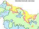 Mapa star�ch chr�n�n�ch z�n v Krkono�sk�m n�rodn�m parku.