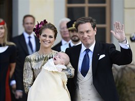 védská princezna Madeleine, její syn princ Nicolas a manel Chris ONeill...