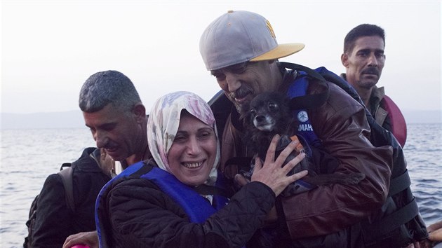 Uprchlci po pjezdu do ecka (9. jna 2015)