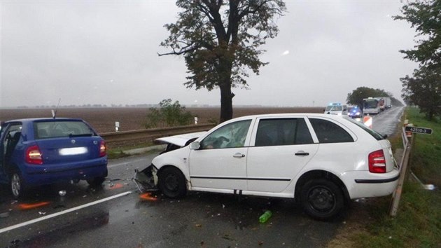 Pi nehod na Brnnsku se zranilo sedm lid (15. 10. 2015).