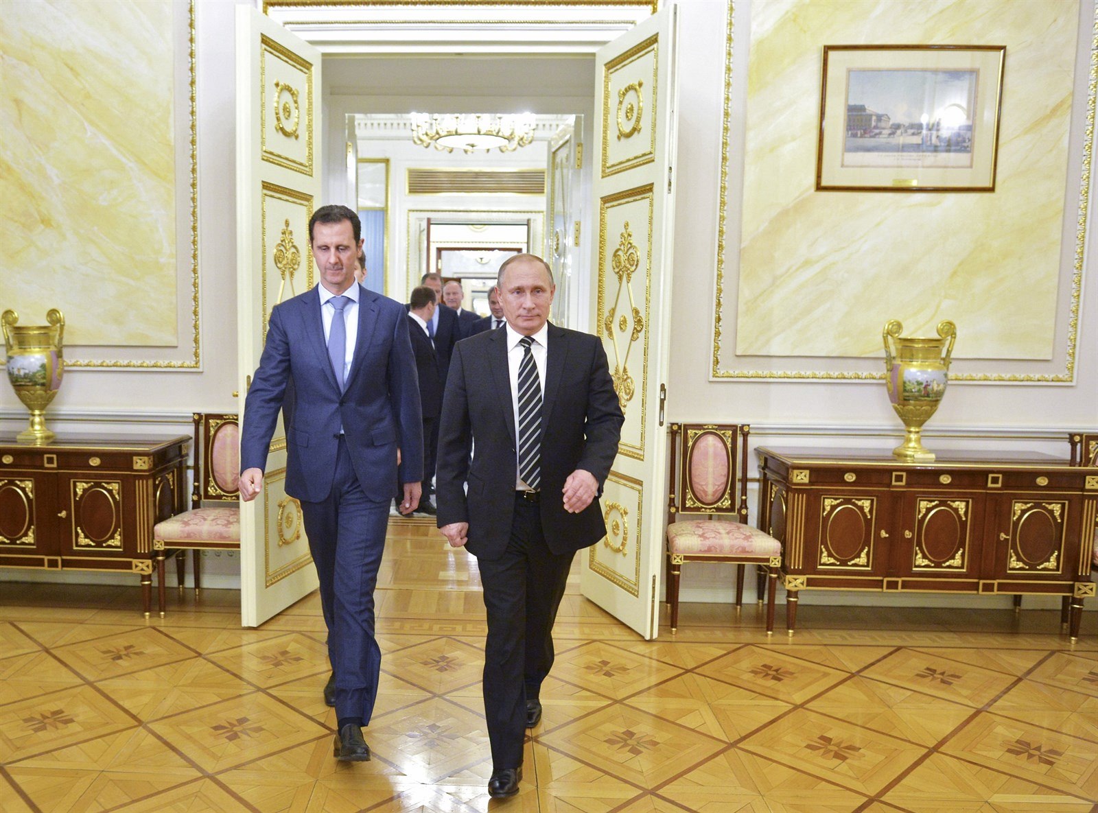 Syrský prezident Ba�ár Asad (vlevo) na náv�t�v� u ruského prezidenta Vladimira...