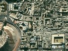 Satelitní snímky Starého msta v syrském Aleppu. Vlevo snímek z 21. listopadu...