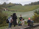 Uprchlíci na slovinsko-rakouské hranici u obce Spielfeld (23. íjna 2015)