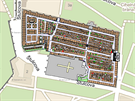 Mapa hbitova na Vyehrad z internetové aplikace s volnými hroby, které jsou...