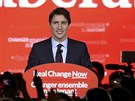 éf liberál Justin Trudeau bhem svého vítzného projevu v Montréalu (20....