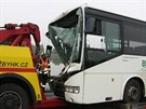 Nehoda autobusu a kamionu u Holohlav na Hradecku (22.10.2015).