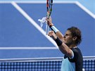 Rafael Nadal se na výhru v Basileji proti Lukái Rosolovi poádn nadel,...