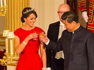 Vévodkyně Kate a čínský prezident Si Ťin-pching na slavnostním banketu (Londýn,...