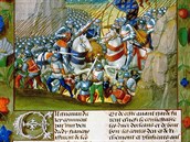 Vyobrazení bitvy u Azincourtu, Chronique de France, autor: Enguerrand de...