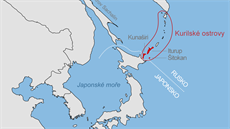 Kurilské ostrovy patří Rusku, přičemž jejich jižní část (Kunaširi, Iturup,...