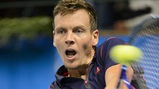 Tomá� Berdych v duelu s Alexandrem Zverevem.