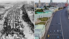 Srovnávací dobové a sou�asné fotografie ukazují Moskvu v pr�b�hu �asu....