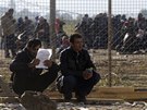 Migranti u plotu tranzitního tábora u msta Gevgelia na jihu Makedonie (30....