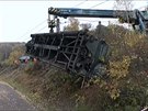 nehoda nákladních vlak u Velvt na Teplicku