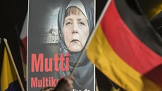 Mutti Multikulti. Angela Merkelová jako muslimka na plakát odprc imigrace v...