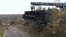 nehoda nákladních vlaků u Velvět na Teplicku