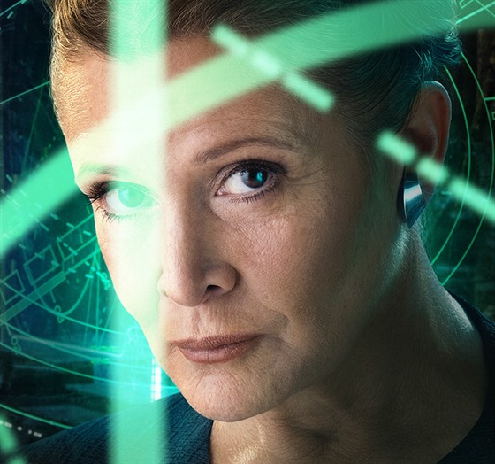 Carrie Fisherová jako princezna Leia v sedmém dílu Star Wars