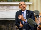 Barack Obama a Benjamin Netanjahu v pondlí jednali v Bílém dom (9. listopadu...
