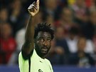 Wilfried Bony  z Manchesteru City se raduje z gólu v utkání Ligy mistr v...