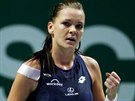 TEN MÍ JE MJ. Agnieszka Radwaská ve finále Turnaje mistry v Singapuru.