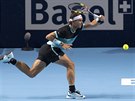 Rafael Nadal ve finálovém souboji s Rogerem Federerem.