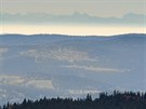 Berchtesgadenské Alpy jako na dlani: vlevo iroký vrchol Hoher Göll, uprosted...