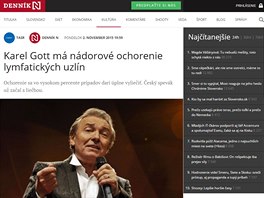 Onemocnn Karla Gotta na strnkch slovenskho DennkuN. (2. listopadu 2015)