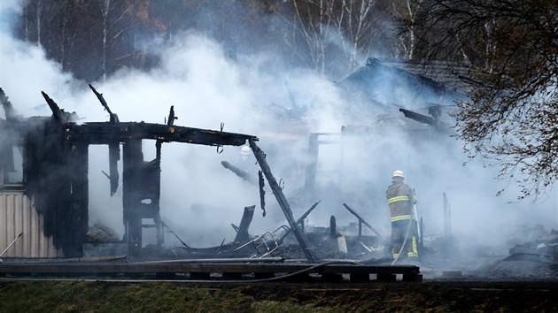 Požár azylového centra ve švédském Munkedalu (20. října 2015)
