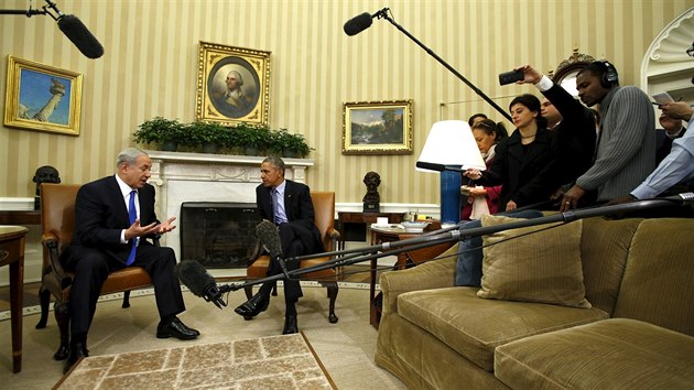 Barack Obama a Benjamin Netanjahu v pondl jednali v Blm dom (9. listopadu 2015)