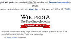 5 000 000 �lánk� na anglické Wikipedii