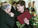 Budoucí polská premiérka Beata Szydlová s pedsedou strany Právo a spravedlnost...