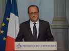 Francouzský prezident Francois Hollande pi projevu po teroristických útocích v...