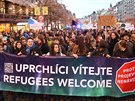 Úastníci pochodu Uprchlíci vítejte - Refugees Welcome dorazili na Václavské...
