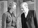 Nmecký kanclé Helmut Schmidt pi setkání s britskou premiérkou Margaret...