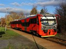 Nová vlaková souprava vyrobená ve Zvolenu na Slovensku pi prezentaní jízd v...