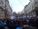 Demonstrace na Albertov.