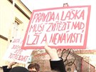 Demonstrace Refugees welcome na Albertov.