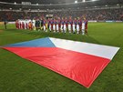 etí fotbalisté ped pípravným zápasem v Ostrav proti Srbsku.