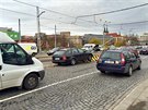 Dopravní nehoda u nové tramvajové zastávky u tvanice (10.11.2015).