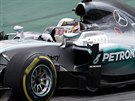 Lewis Hamilton pi Velké cen Brazílie formule 1.