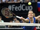 DOSÁHNU. Barbora Strýcová ve tyhe ve finále Fed Cupu.