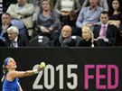 Petra Kvitová bojuje ve finále Fed Cupu proti Anastasiji Pavljuenkovové z ...