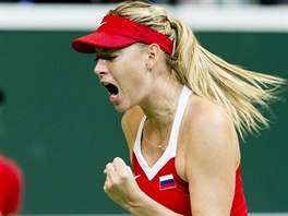 Maria arapovová a její radost ve finále Fed Cupu