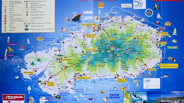 Mapa ostrova Rodrigues