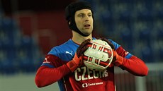 Petr Čech na tréninku české fotbalové reprezentace.