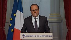 Francouzský prezident Francois Hollande pi projevu po teroristických útocích v...