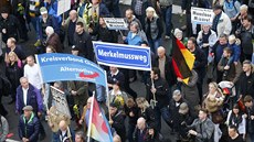 Lidé protestují v Berlín na demonstraci svolané Alternativou pro Nmecko (7....