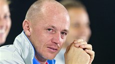 Nehrající kapitán Petr Pála na tiskové konferenci ped finále Fed Cupu s Ruskem.