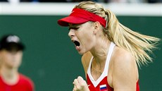 Maria Šarapovová a její radost ve finále Fed Cupu